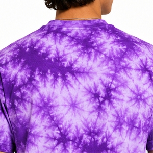 Camiseta Tie Dye para Hombre, Premium, Suave, Transpirable, Manga Corta, con Estampado Morado, Cuello Redondo, Corte Regular, Estilo Urbano, a la Moda - Product Image 5