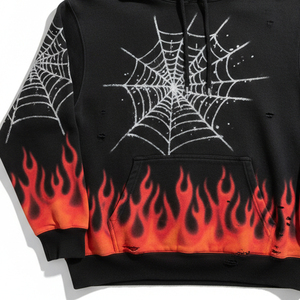 Sudadera con Capucha de Invierno Y2K al por Mayor, con Estampado Gráfico de Telaraña, Estilo Hip Hop Urbano, Ajuste Regular, de Algodón y Forro Polar - Product Image 5