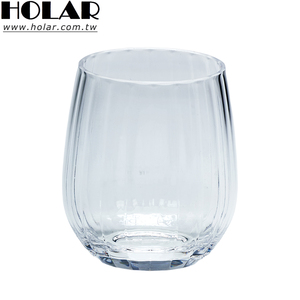 [Holar] Verres à vin sans pied en plastique transparent de 14 oz, design rayé unique, fabriqués à Taïwan, pour événements et cadeaux d'affaires - Product Image 1