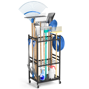 Étagère de rangement en métal noir à trois niveaux, design minimaliste, type sur pied, pour articles divers du salon, non pliable, étagères utilitaires - Product Image 5