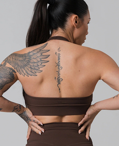 Soutien-gorge de sport marron croisé sur le devant pour femme, qualité supérieure, maintien élevé, sans coutures, haut de yoga, vêtements de sport, prix bas, promotion 2026 - Product Image 2