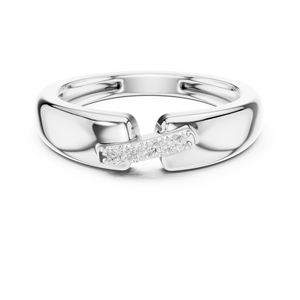Anillo de Moissanita en Oro Blanco, Corte Brillante Redondo, Engaste de Canal, Banda de Boda Geométrica, Unisex - Product Image 1