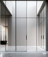 Portes coulissantes en aluminium à double battant, cadre fin et moderne ALUFRONT, en alliage d'aluminium et verre trempé, pour villas et hôtels