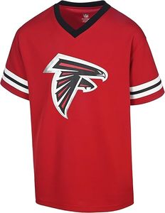 T-shirt rouge à col en V des Falcons d'Atlanta avec logo et manches rayées, style col en V, manches courtes - Product Image 2