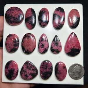 Cabujón de Cuarzo Natural Rosa y Negro, Piedra Preciosa Pulida Suelta para Joyería, Anillo, Colgante, AMAN GEMS JEWELLERY, Color Rajasthan - Product Image 1