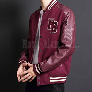 Blouson Letterman Homme en Cuir Premium avec Manches en Cuir et Corps en Laine – Vêtement Décontracté Quotidien - Product Image 5