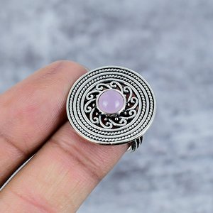 925 Sterling Silver Plated Rose Quartz Gemstone Bezel Handcrafted Vintage <b>Rings</b> For Everyday Wear - Product Image 3