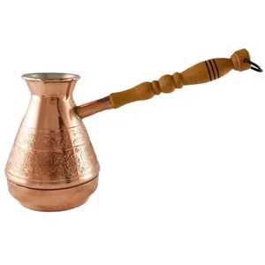 หม้อกาแฟตุรกีทองแดงลายนูนลายดอกไม้ พร้อมด้ามจับไม้ขัดเงา - Product Image 4