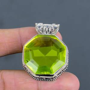 จี้รูปทรงแปดเหลี่ยมทำมือจากพลอยเลมอนโทแพซ เงินแท้ 925 ของขวัญเครื่องประดับธรรมชาติสำหรับผู้หญิง - Product Image 5