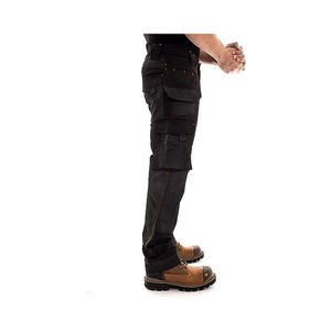 Men's Black Hi Visibility Work Pants Multiple Pockets Abrasion Resistant Polyester Material CE Certified Uniform Workwear - Product Image 2