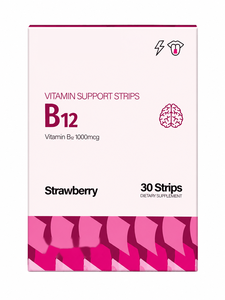 Vitamina B12 Vegana para Adultos, Marca Privada OEM, 1000mcg, Tiras Finas Orales con Sabor a Fresa, 30 Tiras, Suplemento Dietético - Product Image 1