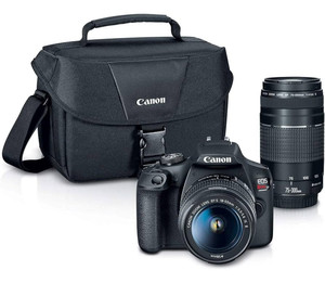 Cámara DSLR Electrónica EOS Rebel T7 con Kit de 2 Lentes (EF18-55mm + EF75-300mm) de Acero, Garantía de 3 Años, Color Negro - Product Image 1