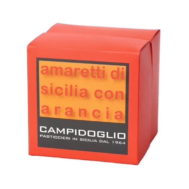 Yüksek kaliteli 480gr kutusu bisküvi 16 adet Amaretti di Sicilia badem ve portakal aromalı tatlı kurabiye sicilya ihracat özel