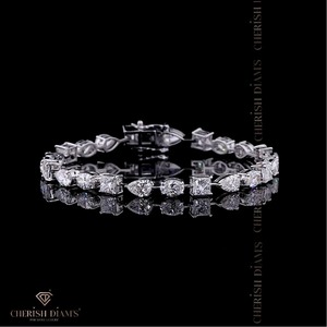 Bracelet tennis moderne en diamants de synthèse pour femme, or 10/14/18 carats, style tendance - Product Image 4