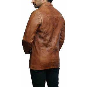 Blazer de Cuero Formal Premium con Superficie Lisa y Estilo Profesional para Hombre - Product Image 3