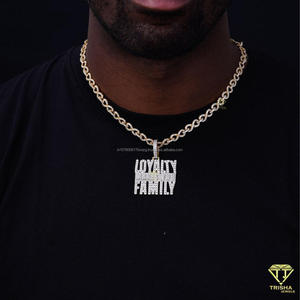 Collar Personalizado con Colgante de Moissanita y Diamantes, Estilo Hip Hop, con la Frase 'La Lealtad te Convierte en Familia', Joyería para Raperos, Regalo - Product Image 2