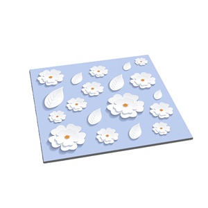Carreaux de sol et de mur en céramique 3D en porcelaine, blanc et bleu, motif floral, nouvelle conception, salle de bain, carrelage en porcelaine 3D, personnalisation disponible - Product Image 1