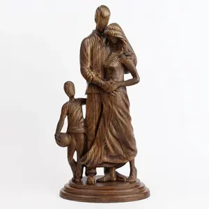 Sculpture d'ange gardien en bois, famille avec fils et fille, décoration religieuse, cadeau de Pâques, statue d'ange porte-bonheur, ange gardien - Product Image 5