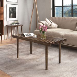 Tavolino da Caffè Estensibile da 39 Pollici con Piano di Stoccaggio a Doghe per Soggiorno e Sala Ricevimenti - Product Image 3