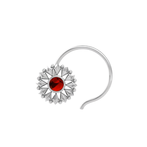 <b>Indian</b> Mores 925 Sterling Silver Round Garnet Cup Setting Nose Pin Stud Fashion Piercing Jewelry for Women and Girls - Product Image 3