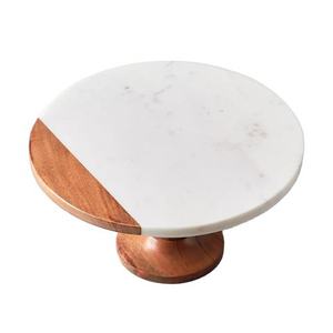 Moderno Soporte para Pasteles de Madera y Mármol, Bandeja de Exhibición de Postres Hecha a Mano para Bodas, Celebraciones y Decoración del Hogar, Soporte para Pasteles para Regalo - Product Image 1