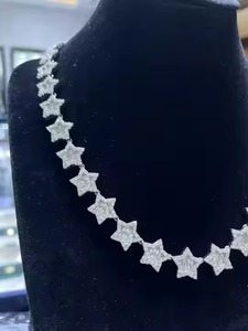 Unique Sterling Silver Hand Set Moissanite Stones Necklace Rhodium Finish Cuban Link Chain Gold IGI Certified Luxury Unisex - Product Image 4
