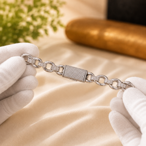 Hip Hop Style 925 Sterling Silver Moissanite Chain Bracelet Baguette Cut Diamond <b>Men</b> Everyday Wear - Product Image 4