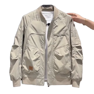 High Quality Spring and Autumn Workwear <b>Stand</b> Collar Jacket Men's Loose fit jacket for men custom logo - Product Image 1