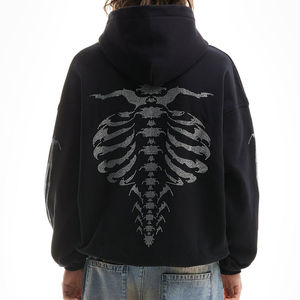 Sudadera con Capucha para Hombre, Estilo Streetwear, de Algodón Negro con Estampado de Serigrafía de Alta Calidad, Diseño de Lágrimas Francesas, con Pedrería, Mezcla de Algodón - Product Image 5