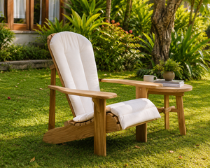 Luxury Solid Teak Lounge Chair with <b>Side</b> <b>Table</b> <b>Outdoor</b> Relaxing Chair for Resort Villa Hotel Garden Patio - Product Image 1