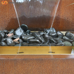 Fontaine cascade en acier Corten pour jardin extérieur, élément décoratif moderne avec éclairage - Product Image 3