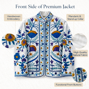 Chaqueta Blanca Bordada a Mano para Mujer, Chaqueta Bomber de Diseño con Bordado Floral - Product Image 2