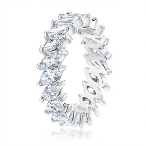 Custom 925 Silver Luxurious lab grown Diamond Wedding Engagement Band Cluster Marquise Cut Full Eternity Bridal Fine <b>Rings</b> Gifts - Product Image 6