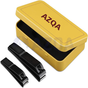 Ensemble de coupe-ongles en acier inoxydable avec revêtement noir et boîte de rangement en métal doré pour l'entretien professionnel des ongles - Product Image 6