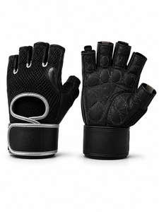Custom Logo Unisex Leather Fitness Gloves <b>Half</b> Finger Weight Lifting Non <b>Slip</b> Breathable Gym Training Body Building Sports 0.5kg - Product Image 1