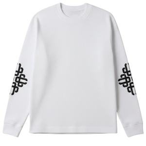 Camiseta de Manga Larga Blanca para Hombre, con Estampado de Emblema, Cuello Redondo, Algodón, Estilo Casual Urbano - Product Image 1