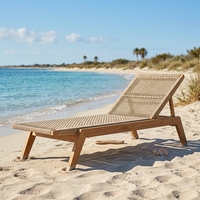 Chaise longue d'extérieur moderne en teck, lit de plage premium, chaise de piscine réglable, mobilier inclinable portable pour parc, durable