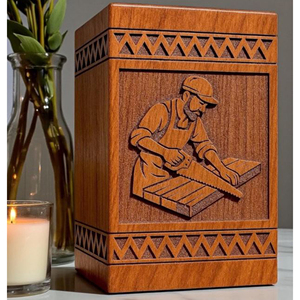Handmade Carpenter Cremation Urn | Engraved Woodworker <b>Memorial</b> <b>Box</b> Funeral <b>Memorial</b> <b>Keepsake</b> by AYAANS - Product Image 1