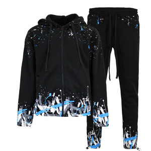 ชุดจ็อกเกอร์ขนโมแฮร์พรีเมียมสำหรับผู้ชาย ชุดวอร์มถักไหมพรมสำหรับฤดูหนาว ชุดลำลองสองชิ้นแบบมีซิป - Product Image 1