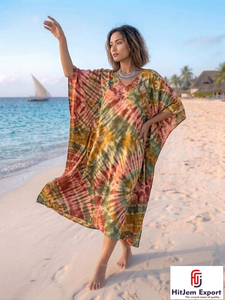 Printed <b>Kaftan</b> Dress for Women Loose Comfortable <b>Beach</b> Wear Stylish Lightweight Fabric Bulk Order Manufacturer - Product Image 3