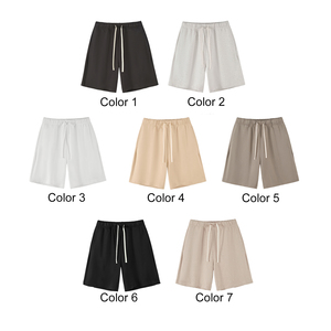 Custom Logo Quality Wholesale Casual Fashion Custom Sweat <b>Elasticated</b> Drawstring Waist Waffle Ribbed Short Mens Shorts - Product Image 5