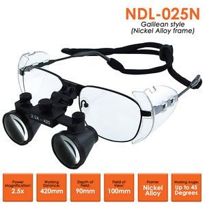 Loupes dentaires haute résolution 2,5X de style Galiléen, loupe chirurgicale avec monture en alliage de nickel pour dentistes et hygiénistes - Product Image 1