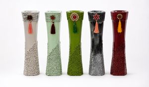 Decorative Resin <b>Flower</b> <b>Pot</b> Planter Tall <b>Rectangular</b> Vase Textured Glitter Beaded Home Decor - Product Image 2