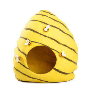 Cama para Gatos de Fieltro de Lana Hecha a Mano, Estilo Himalaya, Forma Ovalada, Diseño a Rayas, Transpirable, con Funda Extraíble y Lavable - Product Image 1