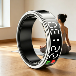 Steel Finger Smart Ring OLED Display IP68 Sleep Fitness Tracker Remote <b>Camera</b> Blood Pressure Health Monitor - Product Image 2