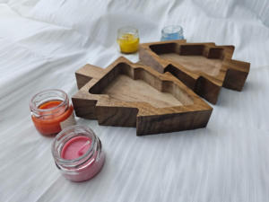 Cuenco de madera artesanal Curio Craft para árbol de Navidad y recipiente rústico para velas de cera de soja |   Decoración del Hogar - Product Image 3