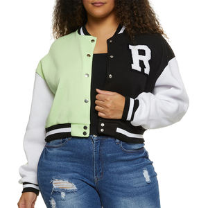 Veste courte d'hiver pour femme de haute qualité, style varsity, avec fermeture à boutons-pression en cuir véritable côtelé, confort décontracté, prix abordables - Product Image 2