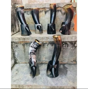 Support en métal de corne à boire de vache de boeuf hautement poli Sculpture de style nautique personnalisée pour verre à vin blanc lors des fêtes de Noël - Product Image 4