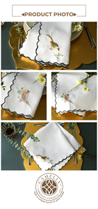 Servilleta de lino natural con bordado de faisán, suave pero duradera, que aporta un encanto rústico campestre a mesas de comedor y eventos. - Product Image 3