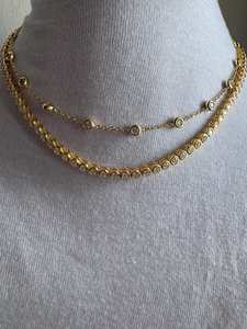 Collier tennis en moissanite serti clos, en argent sterling 925 plaqué or 14 carats, bijoux de luxe pour femme, collier statement - Product Image 6